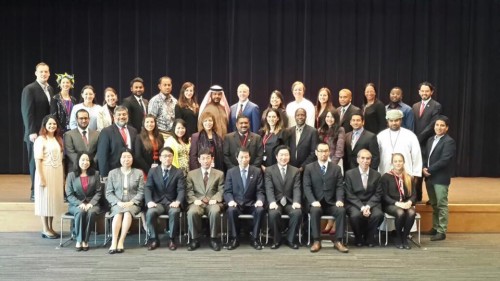 The official photo of all the 32 delegates at the government visit in Tokyo. Photo credit: SWYAA International